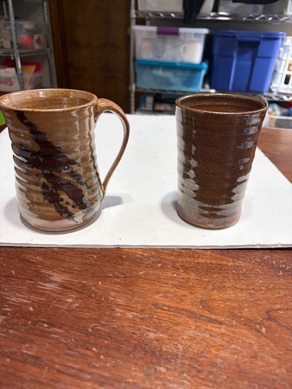 Artisan Handmade Ceramic Coffee Mug & Tumbler Cup Set - Brown/Tan Glaze